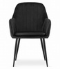 Czarne krzesła tapicerowane z podłokietnikami LUGO - Fotele do jadalni (2 sztuki)