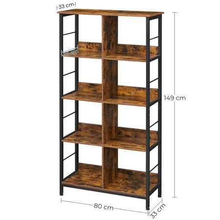 Duży rustukalny regał do salonu - Biblioteczka - Loftowa półka na książki - VASAGLE LLS105B01