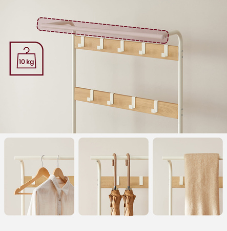 Biały stojący wieszak do przedpokoju - Garderoba (Dąb Sonoma) VASAGLE HSR040W11