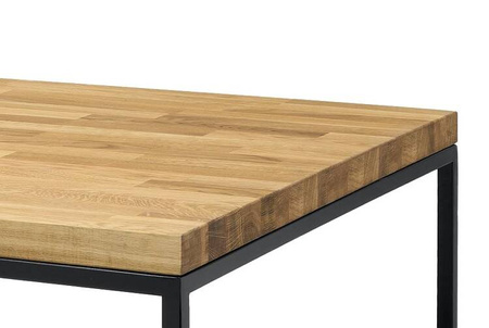 Stolik kawowy industrialny metalowy z drewnianym blatem ZAGADKA / ława loftowa / 78 x 78 cm