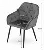 Czarne krzesła welurowe FORIO - Tapicerowane krzesła z podłokietnikami do jadalni (zestaw 2)