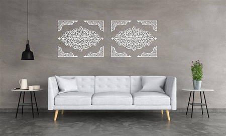 DEKORACYJNE PANELE AŻUROWE, 10 ELEMENTOWA, ARABESKA, DEKORACJA ŚCIENNA 3D, DYPTYK, ZŁOTY