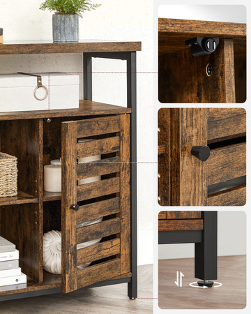 Brązowa szafka łazienkowa - Duża industrialna komoda łazienkowa - VASAGLE LSC79BX