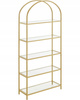 Złoty szklany regał do salonu Glamour - Metalowa 5-poziomowa połka - VASAGLE LGT050A01