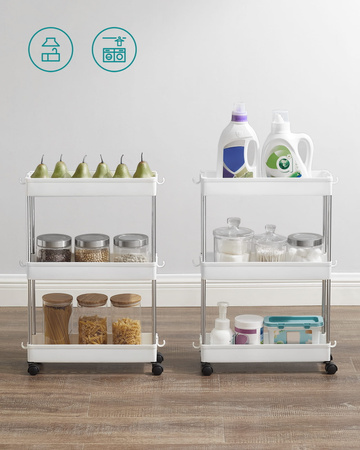 Biały regał na kółkach - Wózek półka na kółkach (3 półki) - SONGMICS KSC007W01