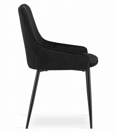 Czarne tapicerowane krzesła z bokami MONZA (3 sztuki) - Proste welurowe krzesła
