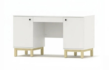 Biurko VERYSIMPL B-MODEL-2 - dwie boczne szafki, szeroka szuflada podblatowa, szer. 140–160 cm