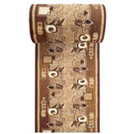 Brązowy chodnik dywanowy na metry BCF Alfa 11 – klasyczny wzór liści, szer. 60 cm