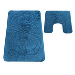 Komplet łazienkowy Montana z wycięciem Flora Ink Blue Komplet (50 cm x 80 cm i 40 cm x 50 cm)