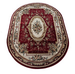 Klasyczny bordowy dywan do salonu owalny z kwiatami Exclusive 04 N - 200x290 cm