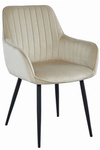 Tapicerowane krzesło SOLDEN - Beżowe, pokryte aksamitem krzesło z podłokietnikami