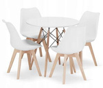 Zestaw do jadalni w stylu skandynawskim: Biały stół TODI 80cm i 4 białe krzesła MARK