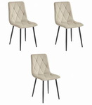 Tapicerowane krzesła LIBRA z aksamitu (3 sztuki) - Beżowe krzesła do jadalni