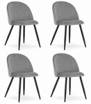 Komplet 4 krzeseł welurowych do kuchni BELLO - Szare krzesła tapicerowane