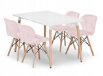 Zestaw stół prostokątny ADRIA 120x80 biały + 4 krzesła LAGO różowe