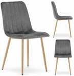 Ciemnoszare krzesło LAVA pokryte aksamitem - Szare tapicerowane krzesło do salonu
