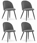 Komplet 4szt tapicerowanych krzeseł z aksamitu BELLO - Ciemnoszare krzesła