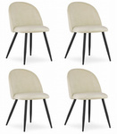 Jasne krzesła BELLO - Tapicerowane, welurowe, beżowe krzesła do jadalni (komplet 4)