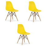 Żółte krzesła OSAKA - Nowoczesne, plastikowe krzesła kuchenne (zestaw 3)