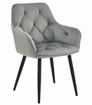 "Krzesło JORK - aksamit srebrno-szary / nogi czarne x 1"