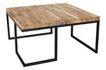 Stolik kawowy industrialny metalowy z drewnianym blatem ZAGADKA / ława loftowa / 78 x 78 cm