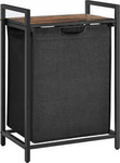 Czarny pojemnik na pranie z regałem - Wolnostojący kosz na bieliznę - VASAGLE BLH101B01