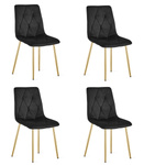 "Krzesło LIBRA - czarny aksamit / nogi kolor złoty x 4"