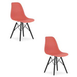 Krzesła OSAKA w malinowym kolorze - Czerwone, plastikowe krzesła kuchenne (zestaw 2)