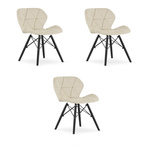 "Krzesło LAGO Aksamit - beż / nogi czarne x 3"