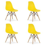 Żółte krzesła OSAKA - Nowoczesne, plastikowe krzesła kuchenne (komplet 4)