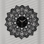 Dekoracyjny zegar ścienny KORONKA o średnicy 60 cm ze sklejki w kolorze czarnym, ORNAMENTI