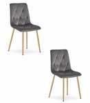 Szare krzesła tapicerowane LIBRA (2 sztuki) - Ciemnoszare krzesła z aksamitu do jadalni
