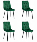Welurowe krzesła LIBRA zielone (4 sztuki) - Tapicerowane krzesła butelkowa zieleń