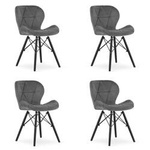 Szare krzesła do jadalni LUGO (4 sztuki) - Tapicerowane krzesła z aksamitu