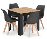 "Stół NP 80x80 Artisan nogi czarne + 4 krzesła MARK czarne nogi naturalne"