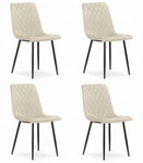 Welurowe krzesła TURIN - Nowoczesne, tapicerowane, beżowe krzesła z pikowaniem x4