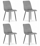 Ciemnoszare krzesła tapicerowane LAVA (4 sztuki) - Welurowe szare krzesła do salonu