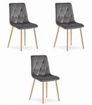 Szare krzesła tapicerowane LIBRA (3 sztuki) - Ciemnoszare krzesła z aksamitu do jadalni