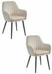 Beżowe krzesła z podłokietnikami do jadalni LUGO (2szt) - Eleganckie fotele do jadalni