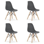 Ciemnoszare krzesła OSAKA - Nowoczesne, plastikowe krzesła na jasnych nogach (komplet 4)