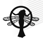 Dekoracyjny panel ażurowy, SECESJA, WOMAN DRAGONFLY, Dekoracja ścienna 3D, Ornament,CZARNY