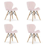 Komplet tapicerowanych krzeseł z eko skóry LAGO - Różowe krzesła do kuchni x4