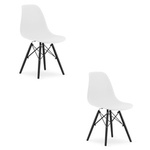 Zestaw 2 krzeseł z tworzywa do kuchni OSAKA - Białe krzesła z czarnymi nogami
