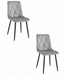 Welurowe krzesło tapicerowane glamour LIBRA (2 sztuki) - Szare / srebrne krzesło kuchenne