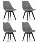 Ciemnoszare krzesła kuchenne MARK z tworzywa na czarnych drewnianych nogach (4 sztuki)