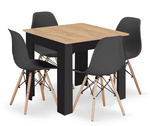 "Stół NP 80x80 Artisan nogi czarne + 4 krzesła OSAKA czarny nogi naturalne"