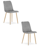 "Krzesło LAVA - jasny szary aksamit / nogi kolor drewna x 2"