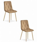 Brązowe krzesła tapicerowane LIBRA z aksamitu (2 sztuki) - Pikowane krzesła do jadalni