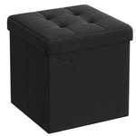 Czarna składana pufa ze schowkiem - Tapicerowana pufa do przechowywania SONGMICS LSF028B01