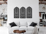 DEKORACYJNY PANEL AŻUROWY, OKNO MAROKAŃSKIE, DEKORACJA ŚCIENNA 3D, ORNAMENT, TRYPTYK , CZARNY